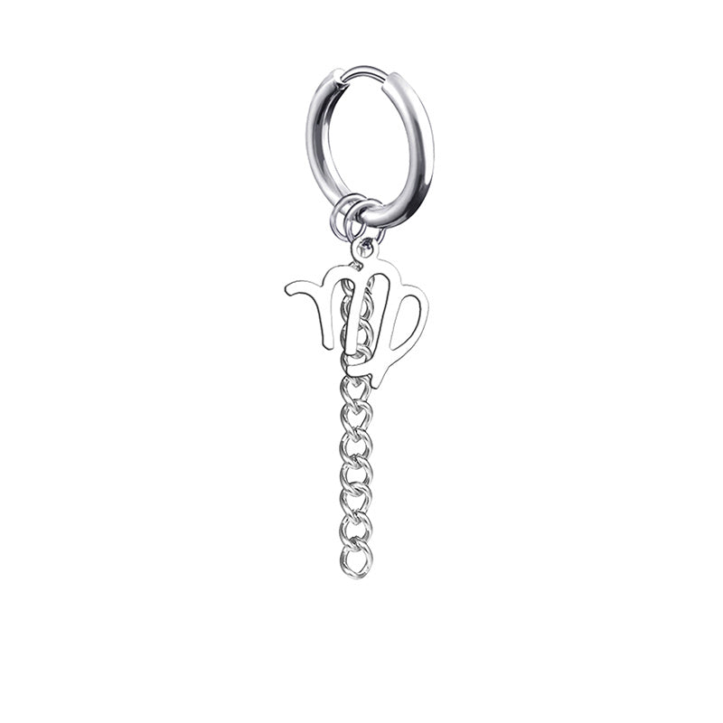 12 Zodiac Sign Titanium Steel Earrings