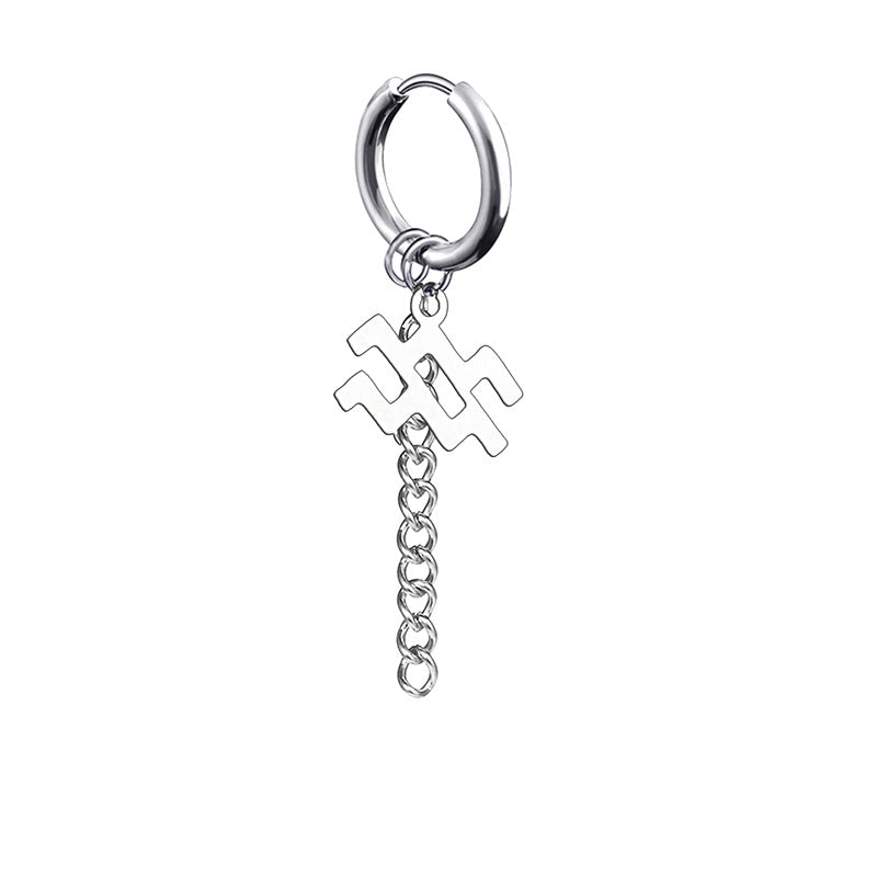 12 Zodiac Sign Titanium Steel Earrings