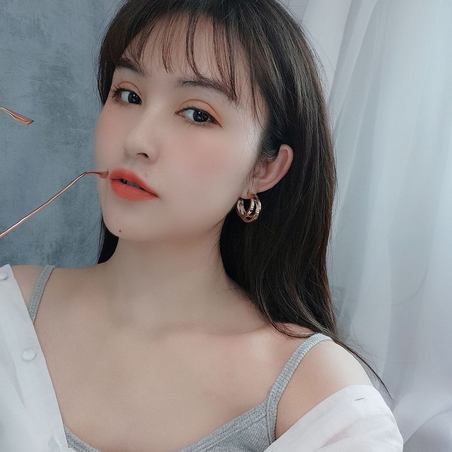 Rose Gold Multi-Layer C-Shaped Earrings