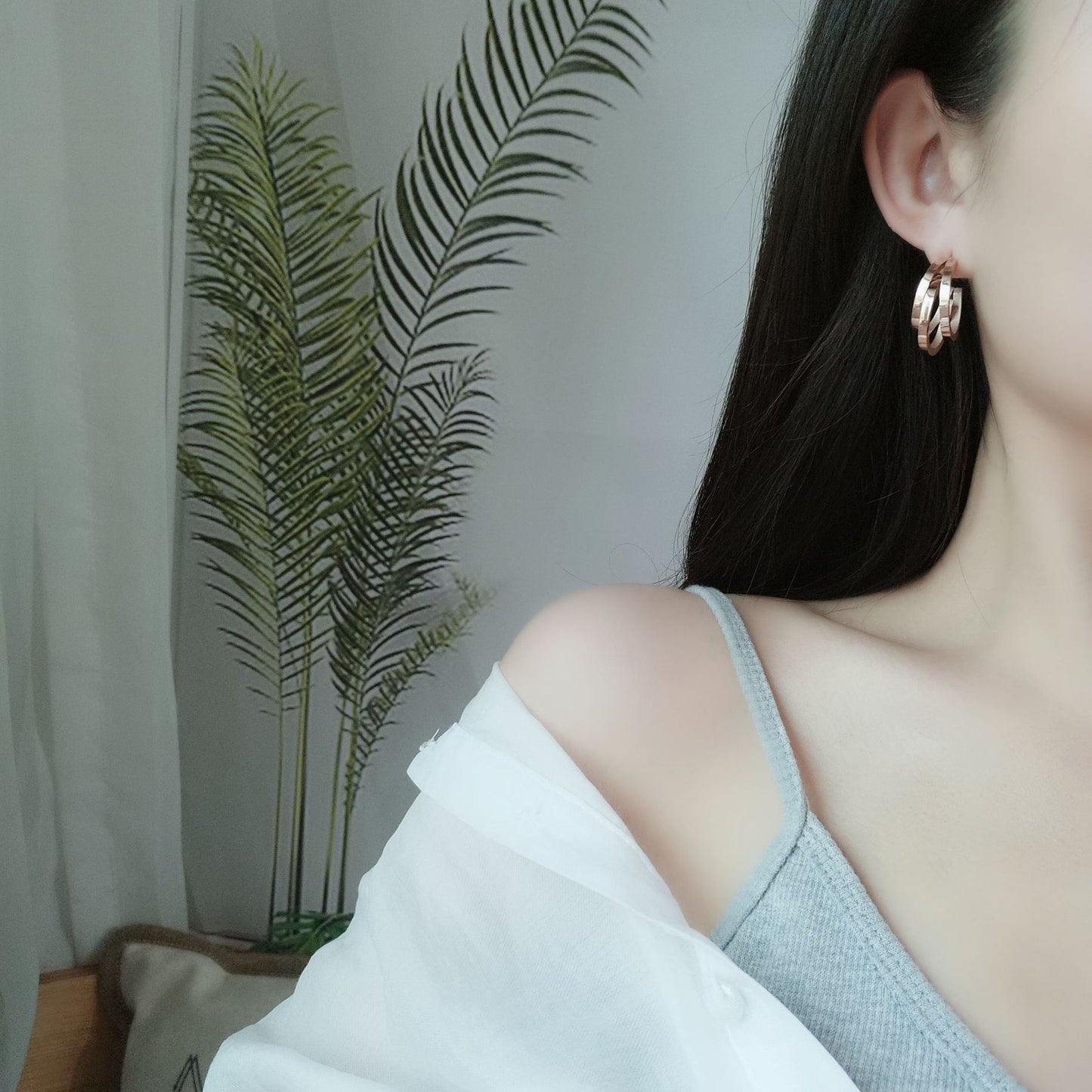 Rose Gold Multi-Layer C-Shaped Earrings