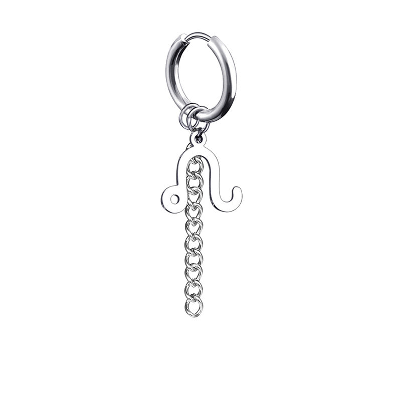 12 Zodiac Sign Titanium Steel Earrings
