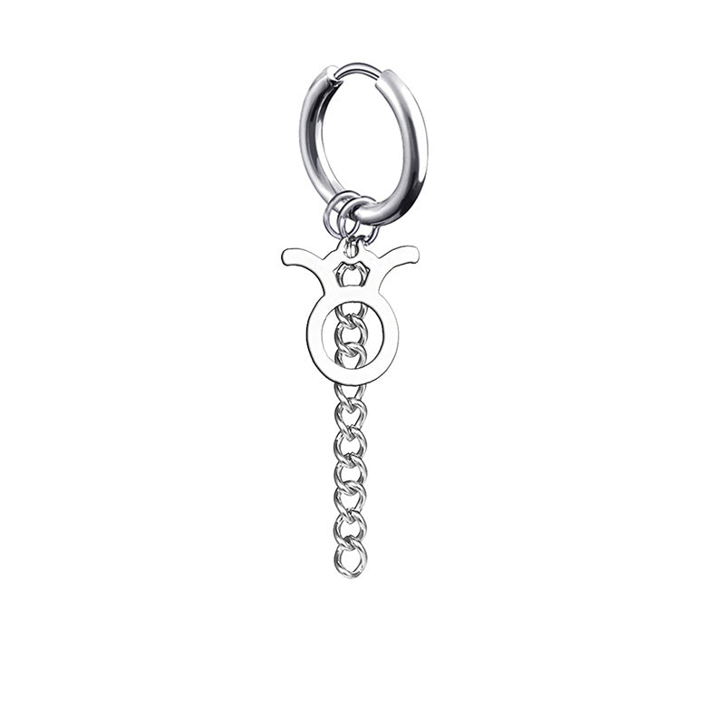 12 Zodiac Sign Titanium Steel Earrings