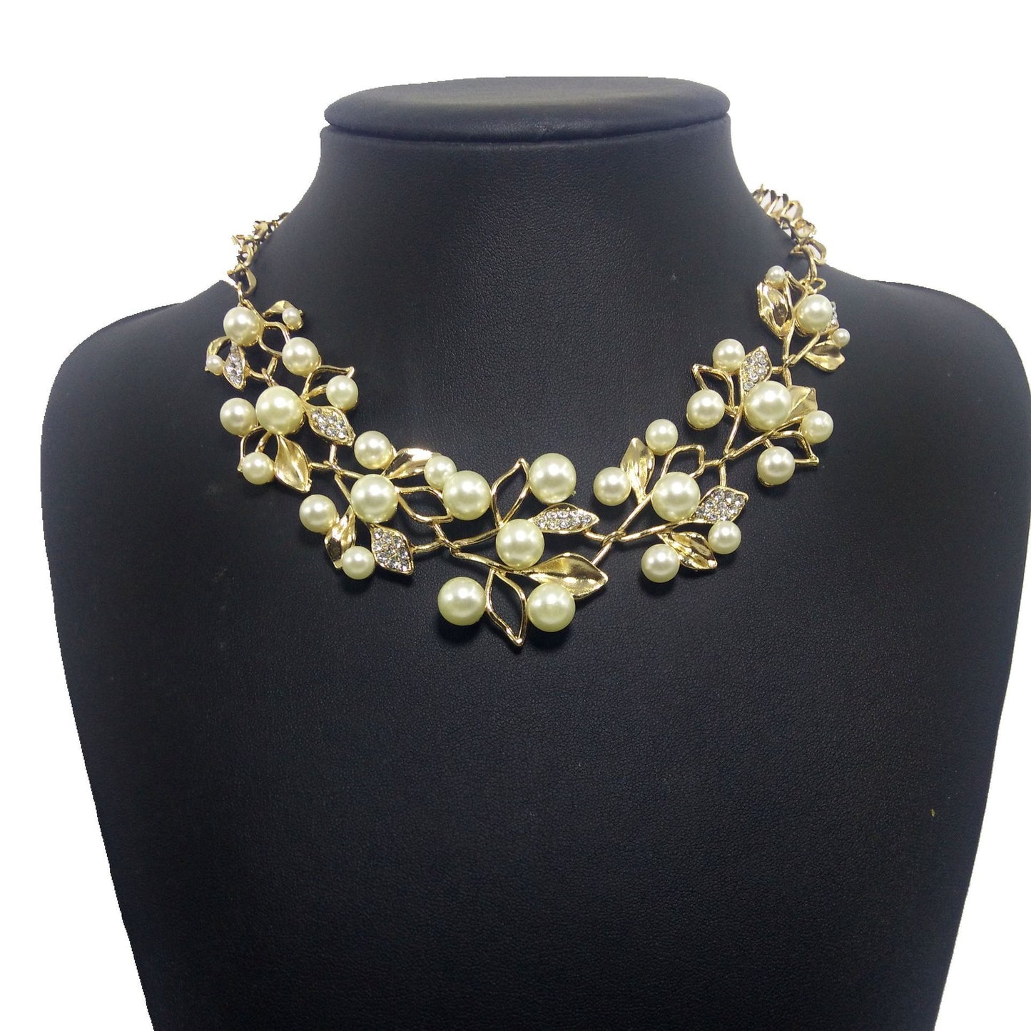 Two-Piece Set Of Pearl Four-Leaf Clover Necklace Jewelry Accessories Earrings