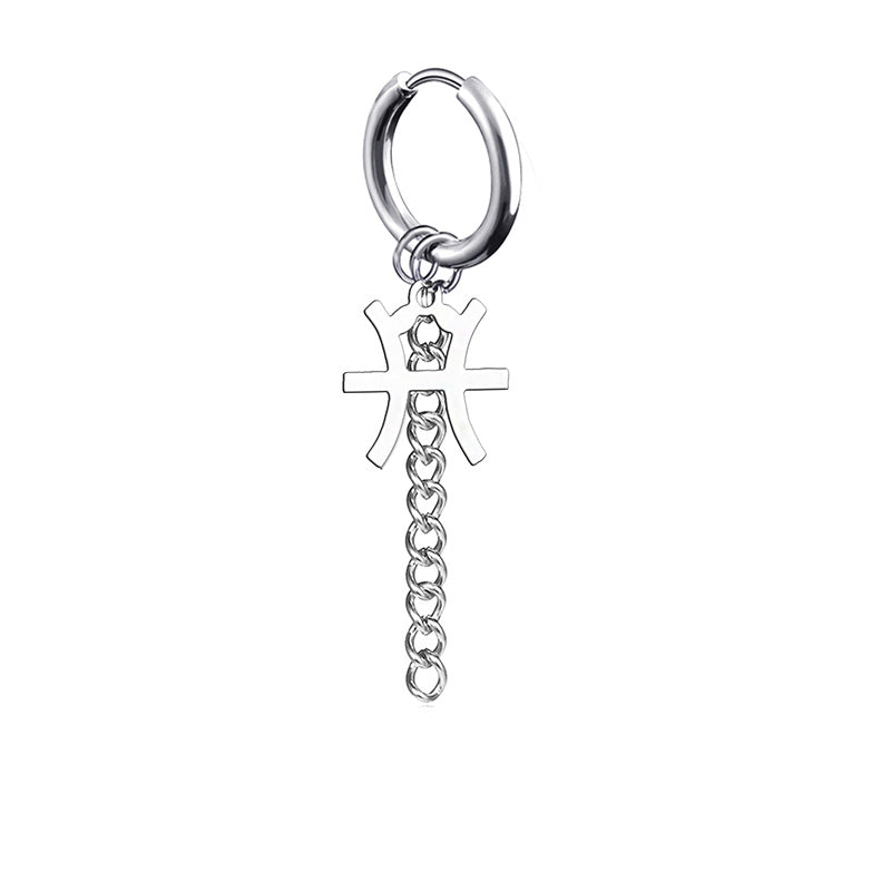12 Zodiac Sign Titanium Steel Earrings