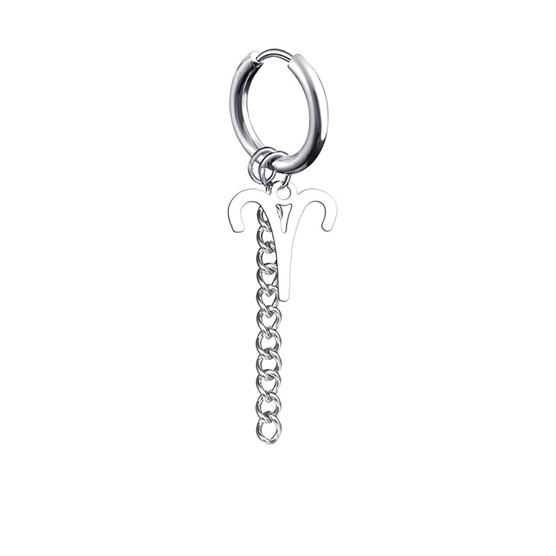 12 Zodiac Sign Titanium Steel Earrings