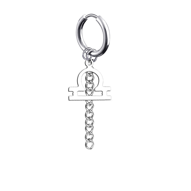 12 Zodiac Sign Titanium Steel Earrings