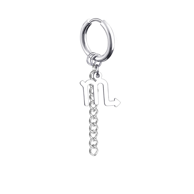 12 Zodiac Sign Titanium Steel Earrings