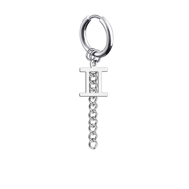 12 Zodiac Sign Titanium Steel Earrings