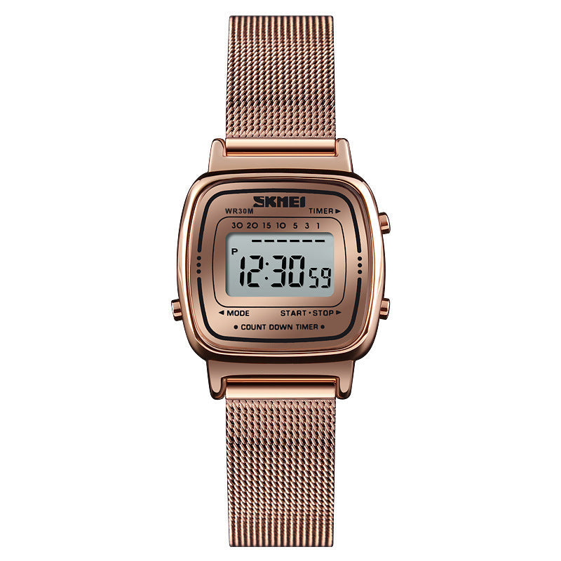 Elegante Damenuhr mit Stahlgitterarmband