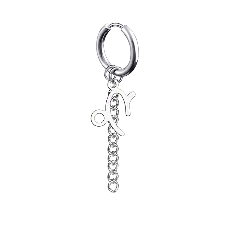12 Zodiac Sign Titanium Steel Earrings