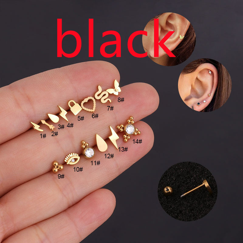 Unisex Lightning Bolt Stainless Steel Earrings