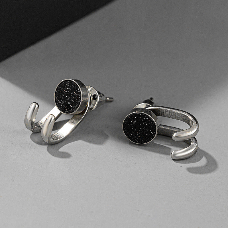 Men's 925 Silver-Plated Statement Stud Earrings