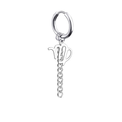 12 Zodiac Sign Titanium Steel Earrings