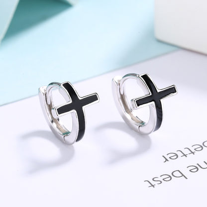 S925 Sterling Silver Cross Earrings