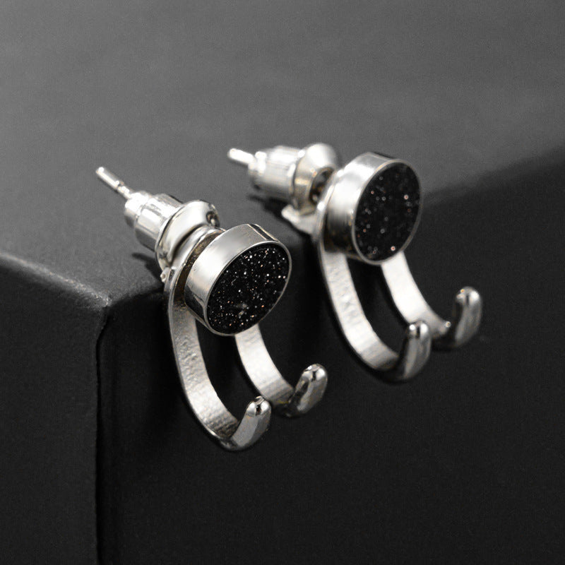 Men's 925 Silver-Plated Statement Stud Earrings