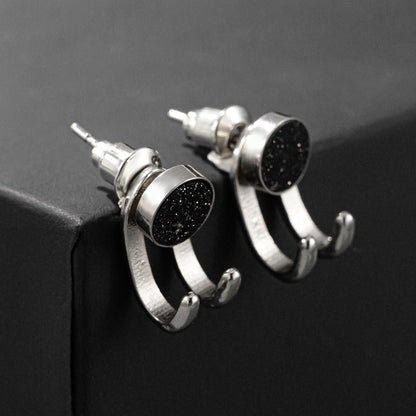 Men's 925 Silver-Plated Statement Stud Earrings