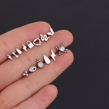 Unisex Lightning Bolt Stainless Steel Earrings