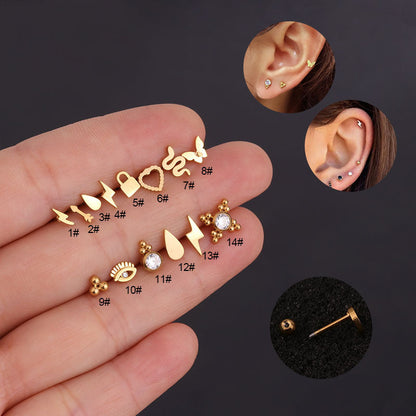 Unisex Lightning Bolt Stainless Steel Earrings