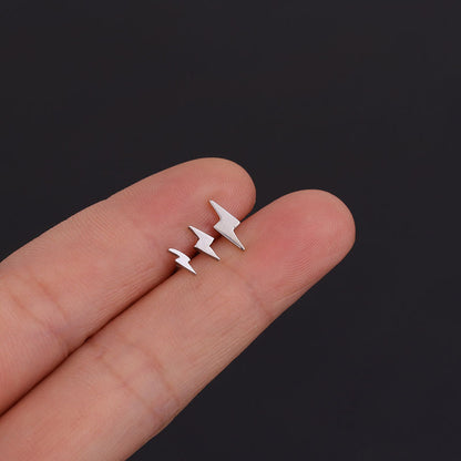 Unisex Lightning Bolt Stainless Steel Earrings
