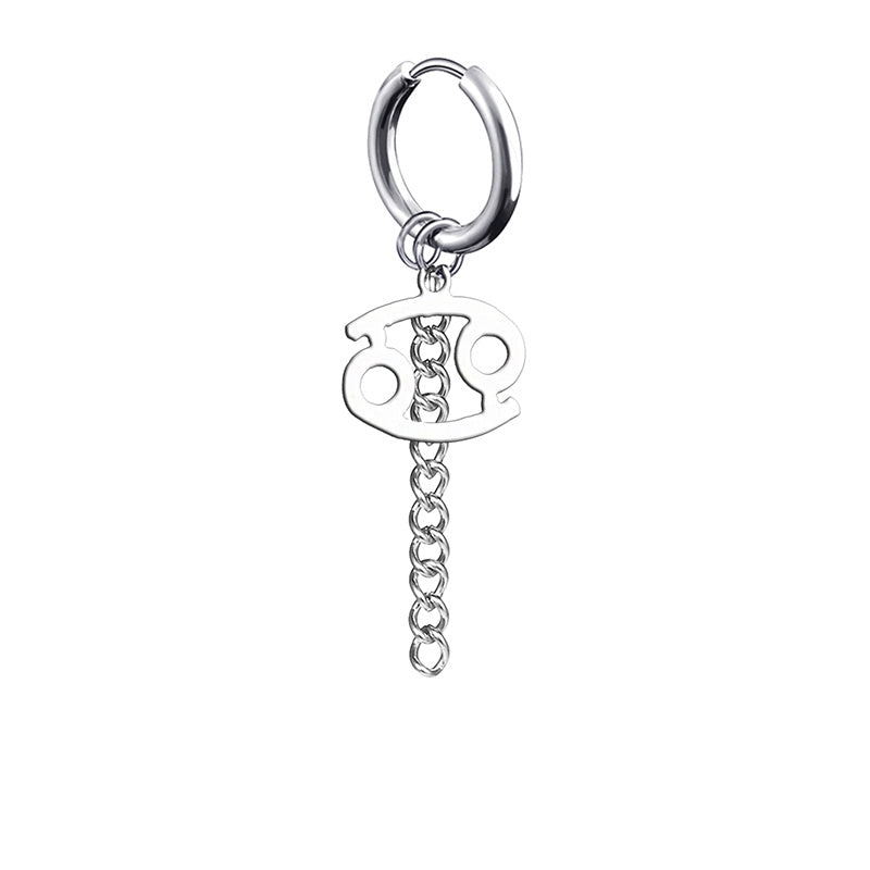 12 Zodiac Sign Titanium Steel Earrings