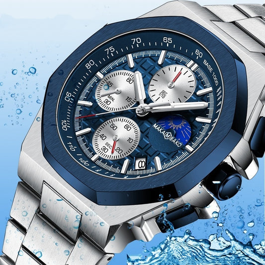 Sun Moon Star Multi-function Waterproof Watch for Men