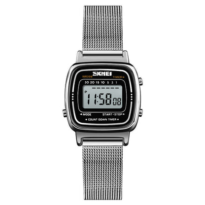 Elegante Damenuhr mit Stahlgitterarmband