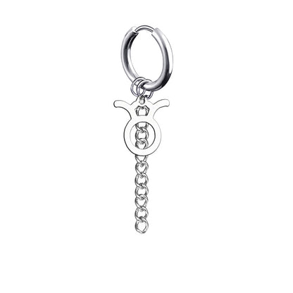 12 Zodiac Sign Titanium Steel Earrings