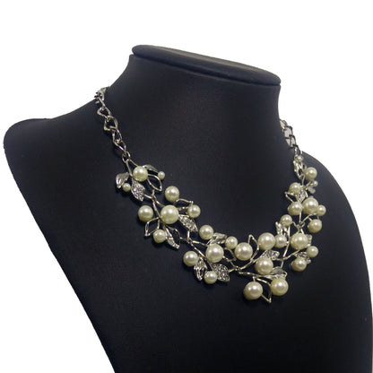 Two-Piece Set Of Pearl Four-Leaf Clover Necklace Jewelry Accessories Earrings