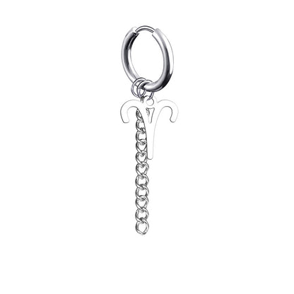 12 Zodiac Sign Titanium Steel Earrings