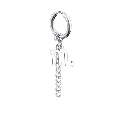 12 Zodiac Sign Titanium Steel Earrings