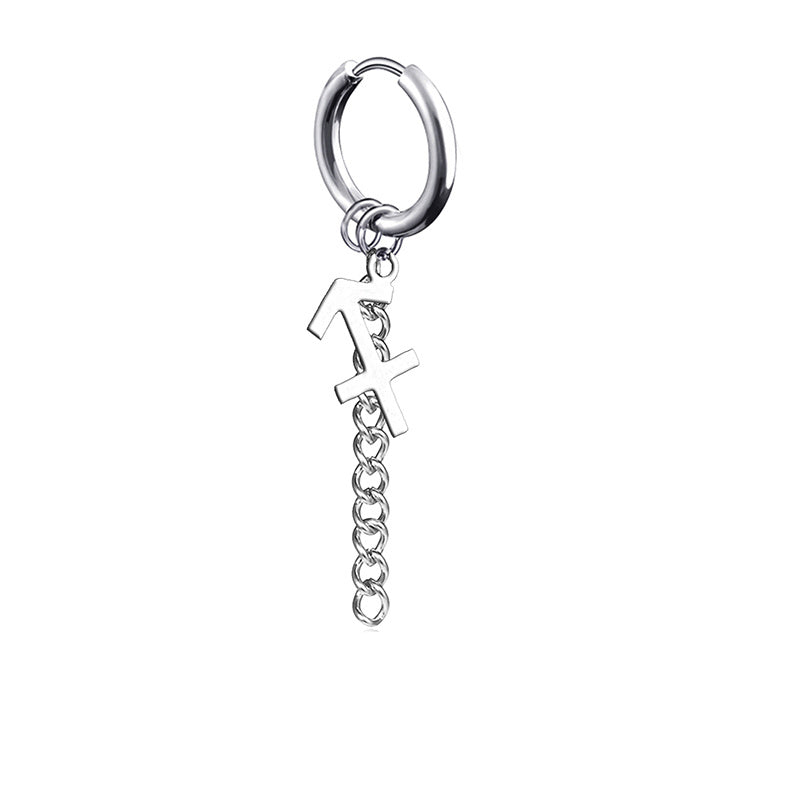 12 Zodiac Sign Titanium Steel Earrings