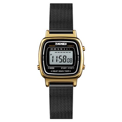 Elegante Damenuhr mit Stahlgitterarmband