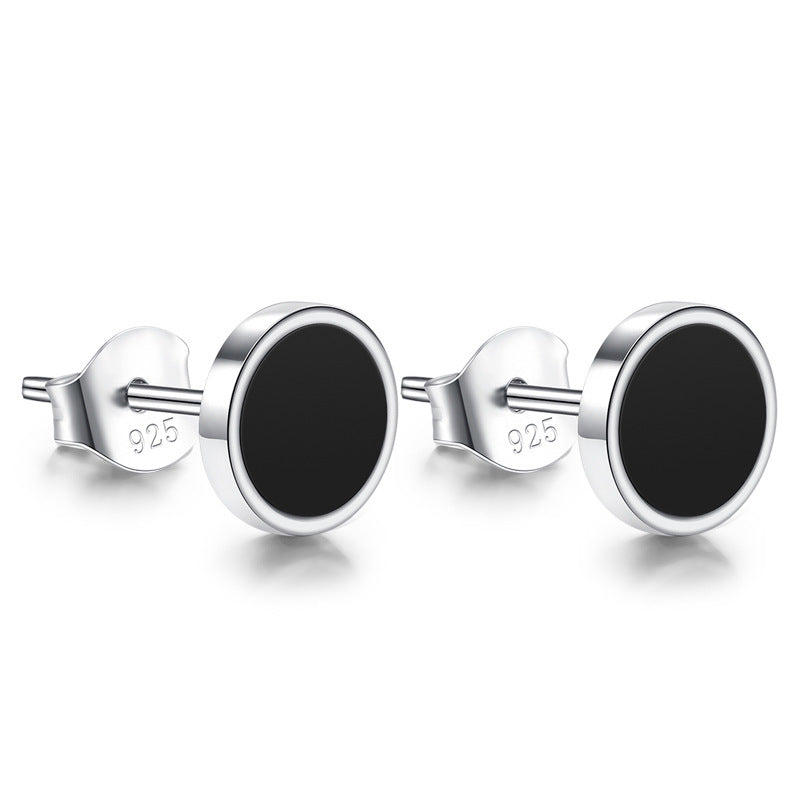Men's 925 Silver-Plated Statement Stud Earrings