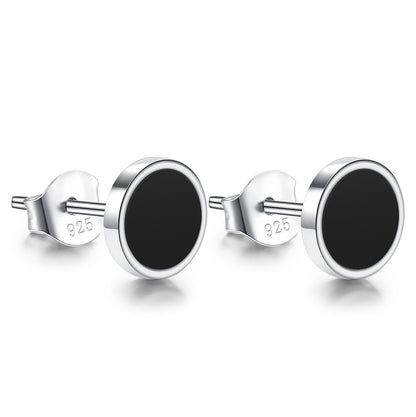 Men's 925 Silver-Plated Statement Stud Earrings