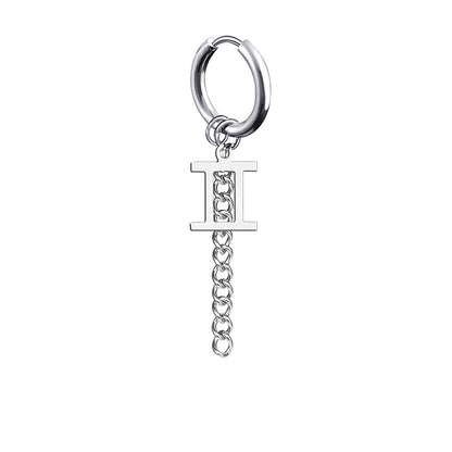 12 Zodiac Sign Titanium Steel Earrings