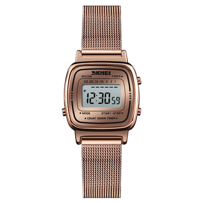 Elegante Damenuhr mit Stahlgitterarmband