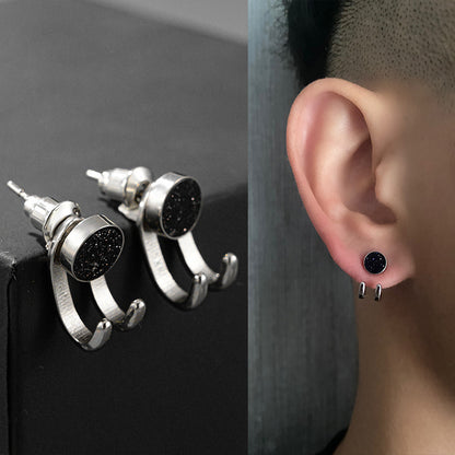 Men's 925 Silver-Plated Statement Stud Earrings