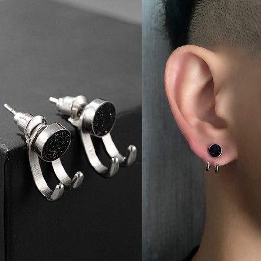 Men's 925 Silver-Plated Statement Stud Earrings