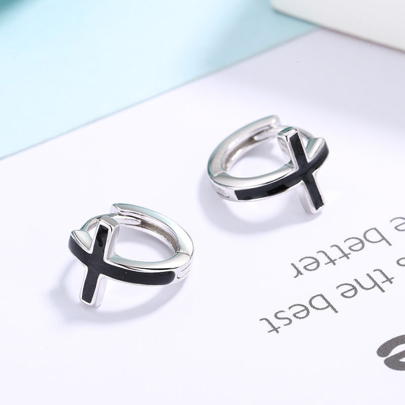 S925 Sterling Silver Cross Earrings
