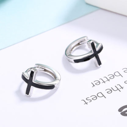 S925 Sterling Silver Cross Earrings
