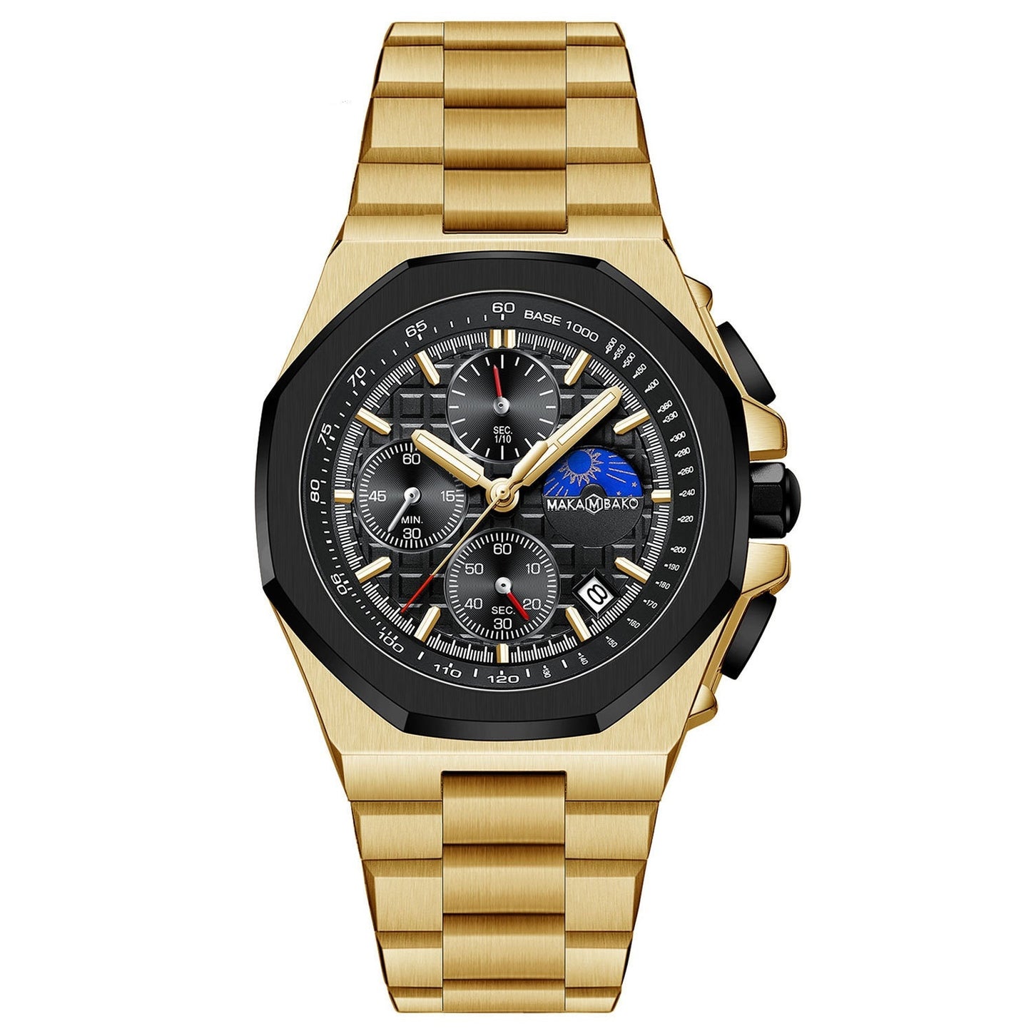 Sun Moon Star Multi-function Waterproof Watch for Men