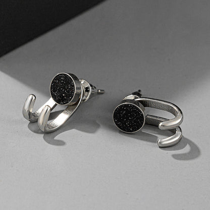 Men's 925 Silver-Plated Statement Stud Earrings